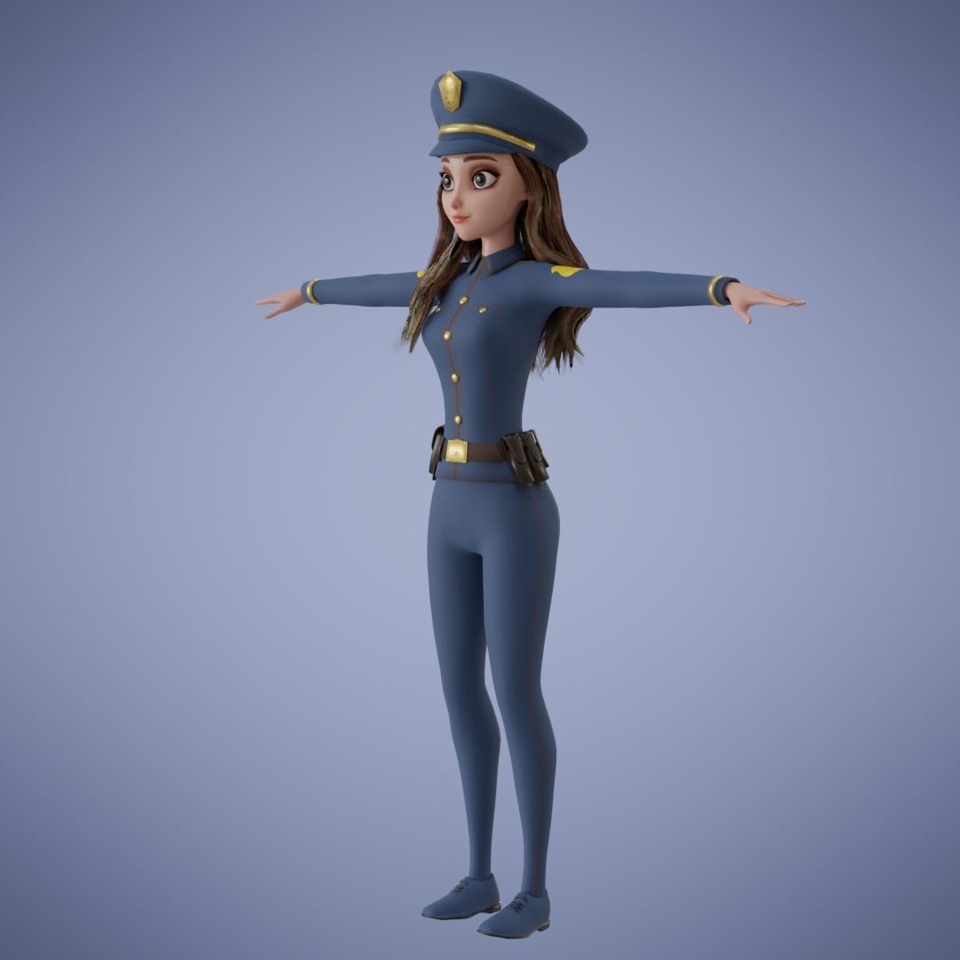 Human Police Collection 3D Cartoon Rigging 3D model_26