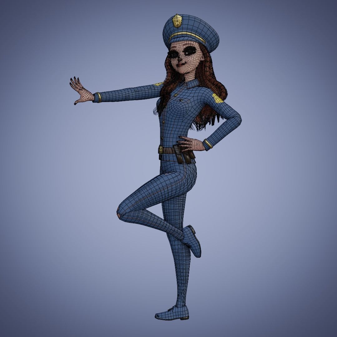 Human Police Collection 3D Cartoon Rigging 3D model_30