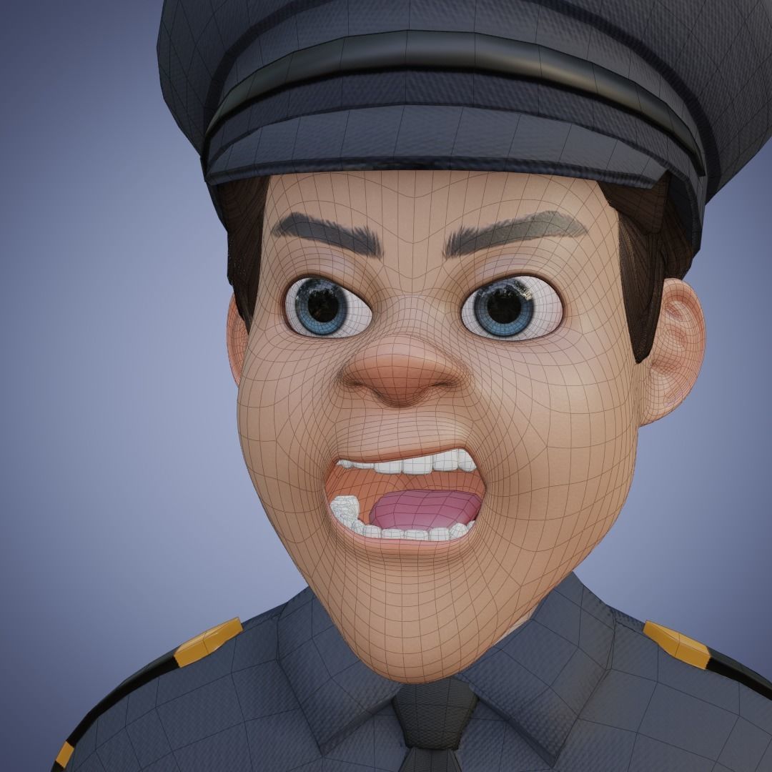 Human Police Collection 3D Cartoon Rigging 3D model_17