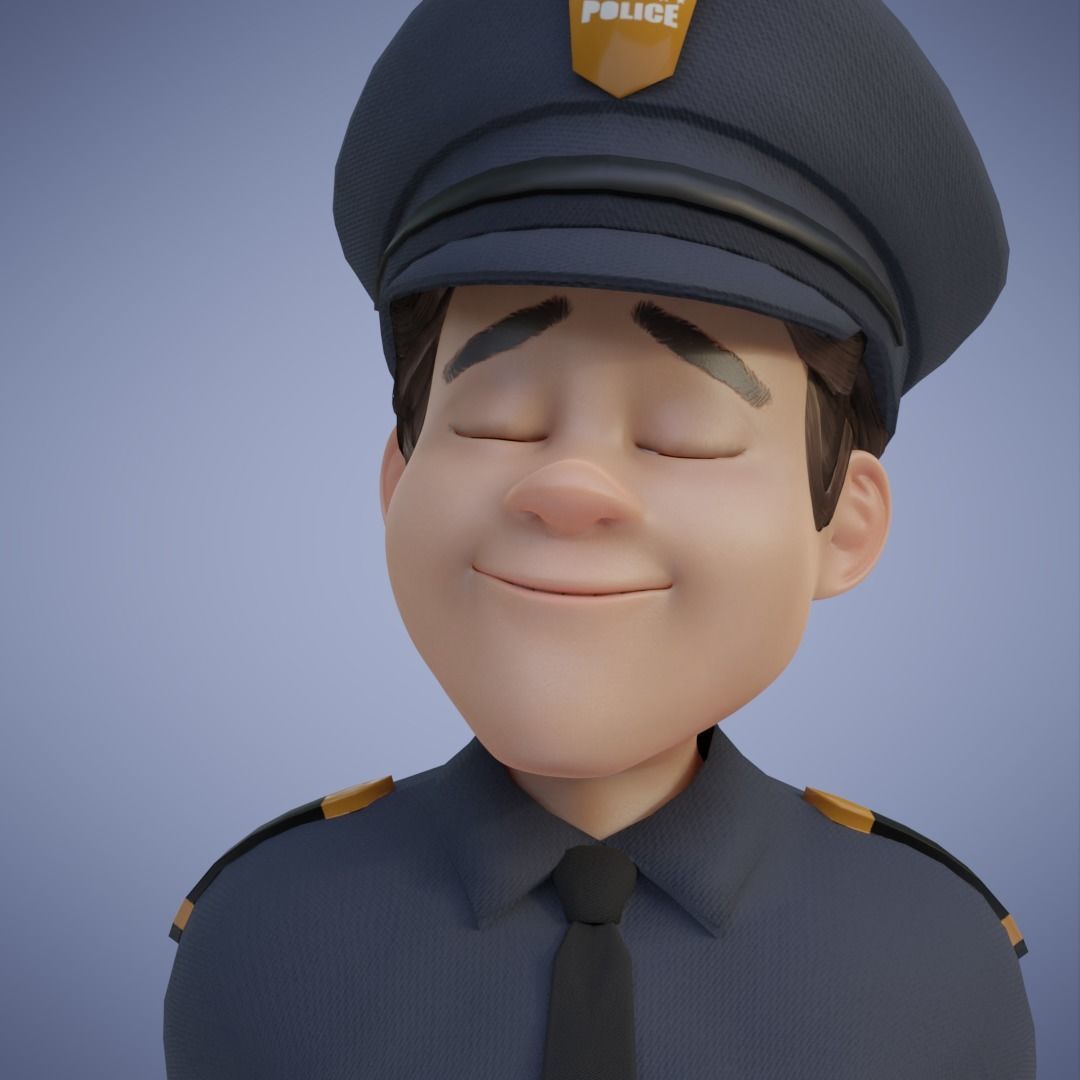 Human Police Collection 3D Cartoon Rigging 3D model_4