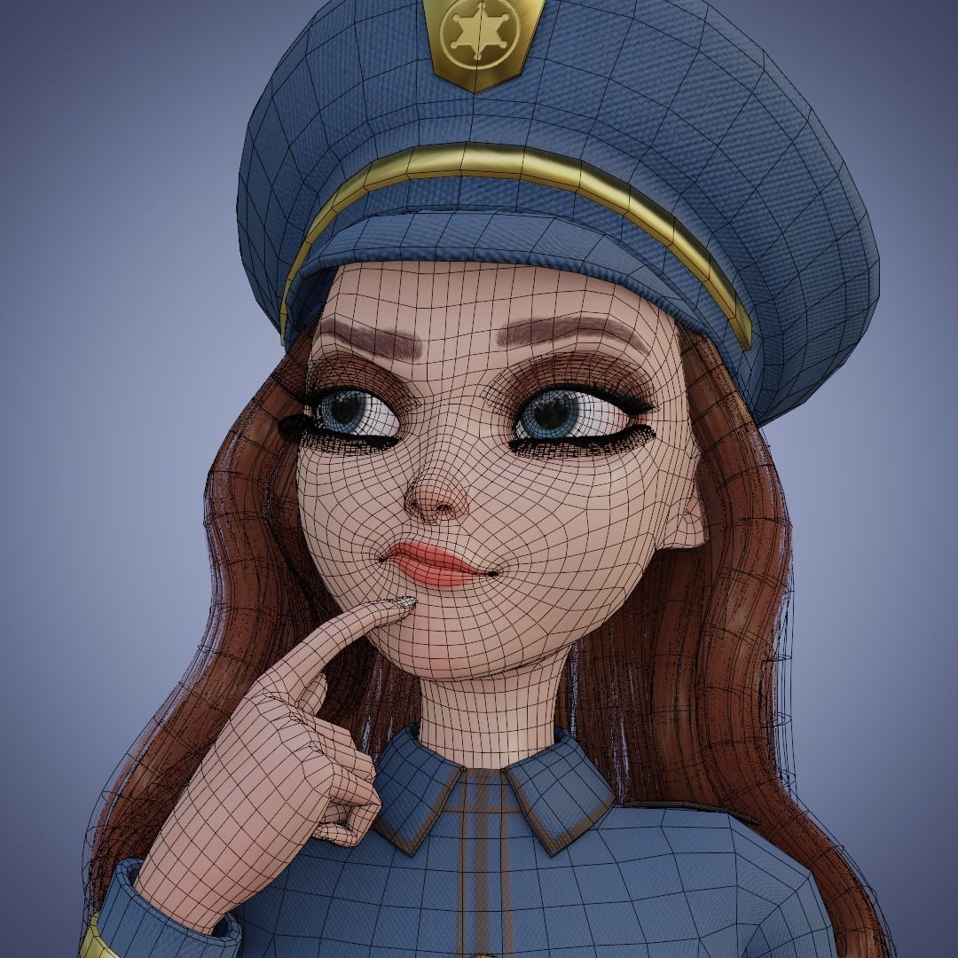 Human Police Collection 3D Cartoon Rigging 3D model_32