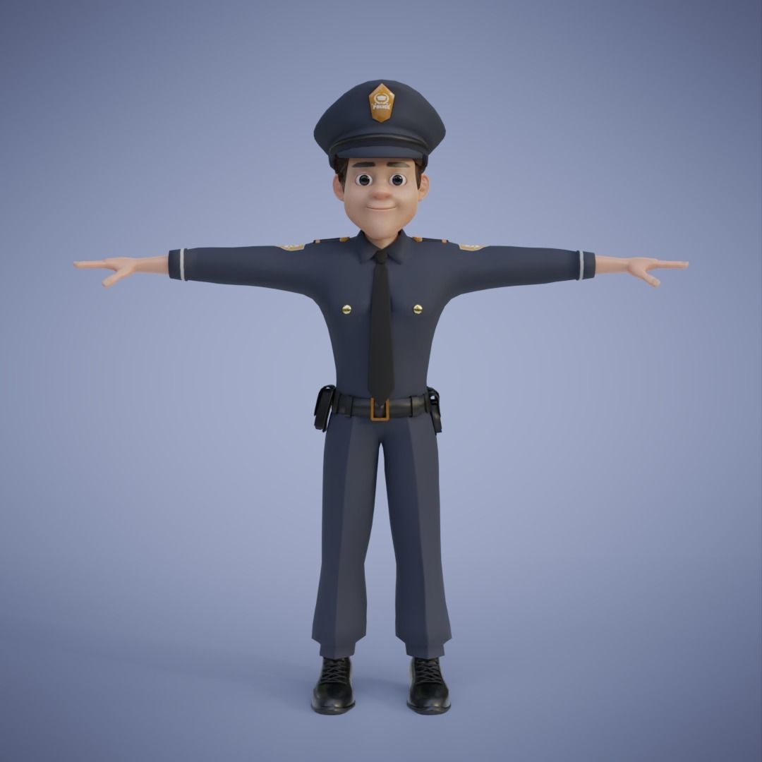 Human Police Collection 3D Cartoon Rigging 3D model_10