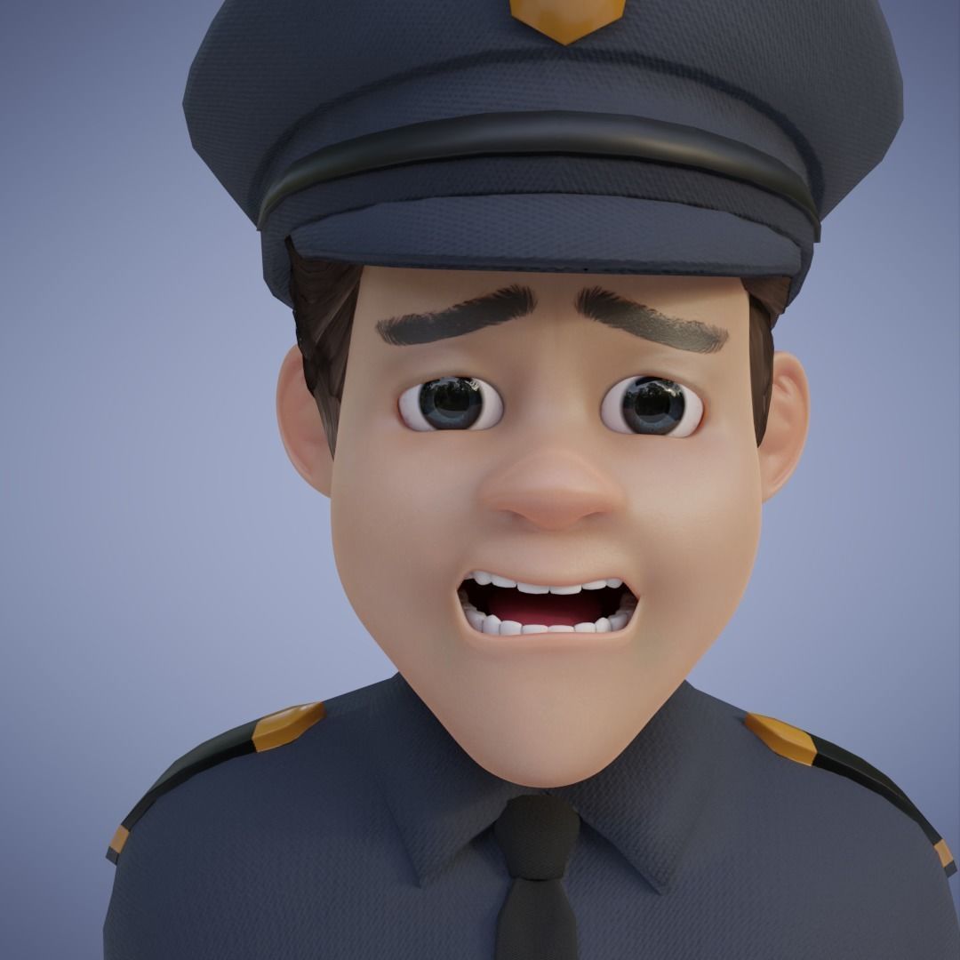 Human Police Collection 3D Cartoon Rigging 3D model_7