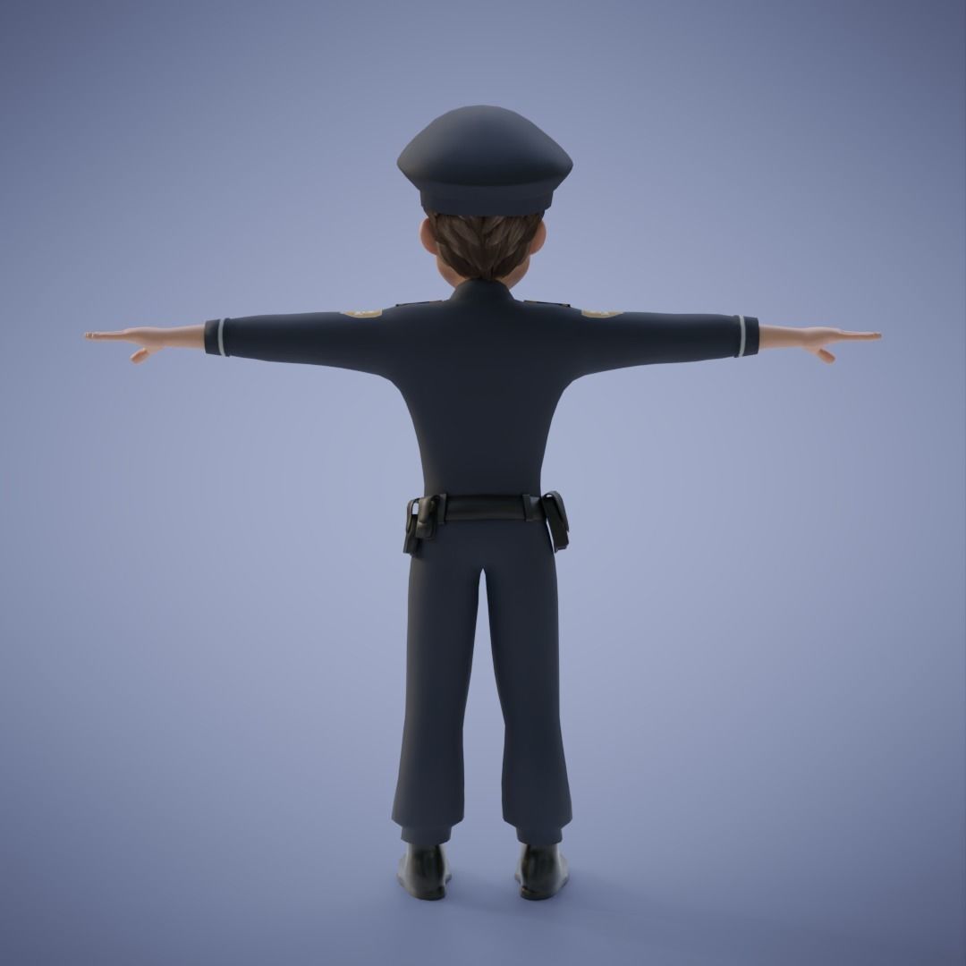 Human Police Collection 3D Cartoon Rigging 3D model_14