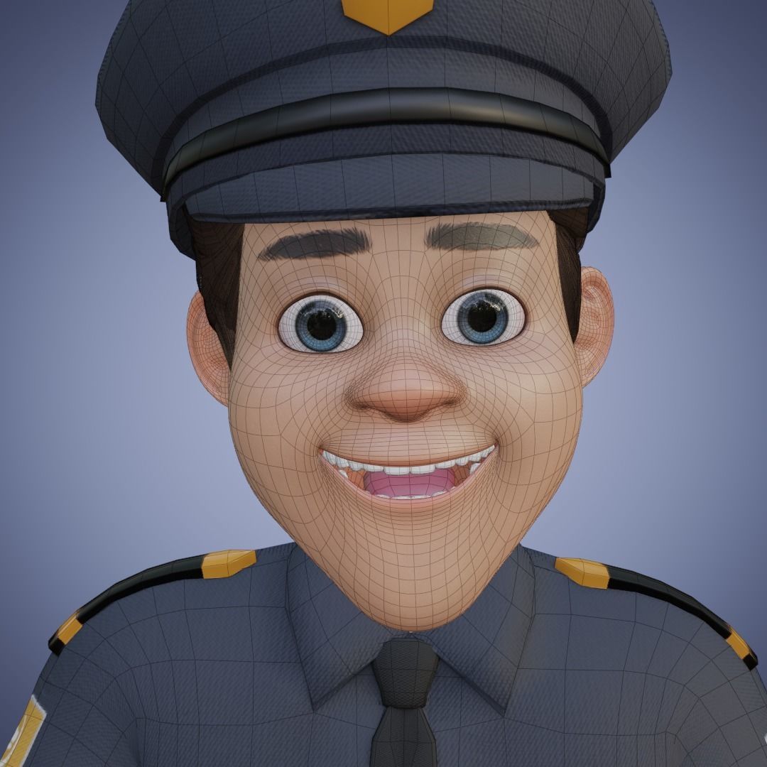 Human Police Collection 3D Cartoon Rigging 3D model_16