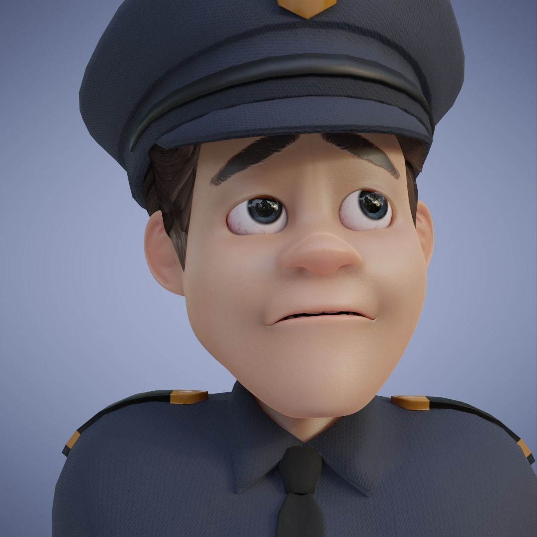 Human Police Collection 3D Cartoon Rigging 3D model_8