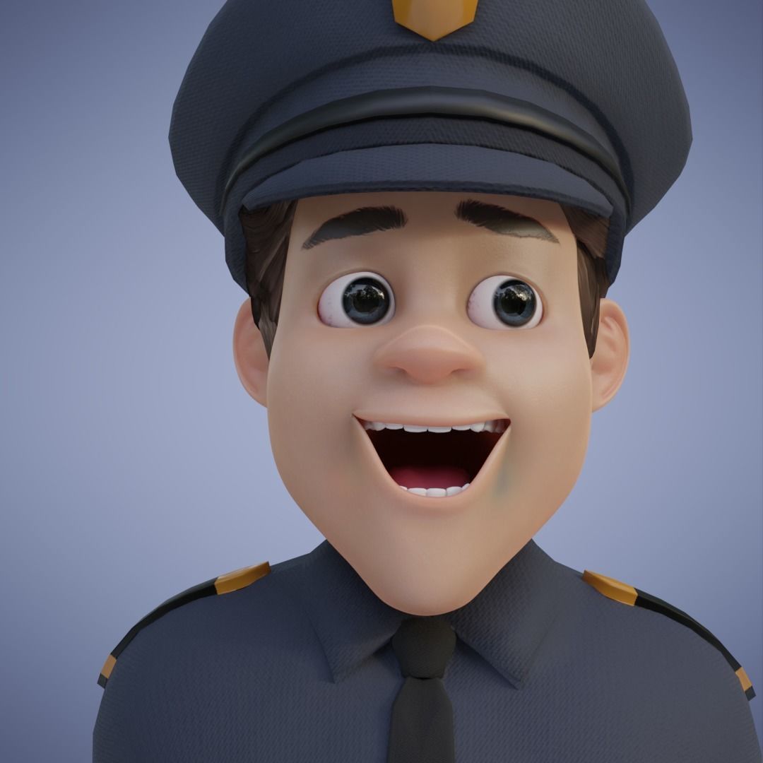 Human Police Collection 3D Cartoon Rigging 3D model_6