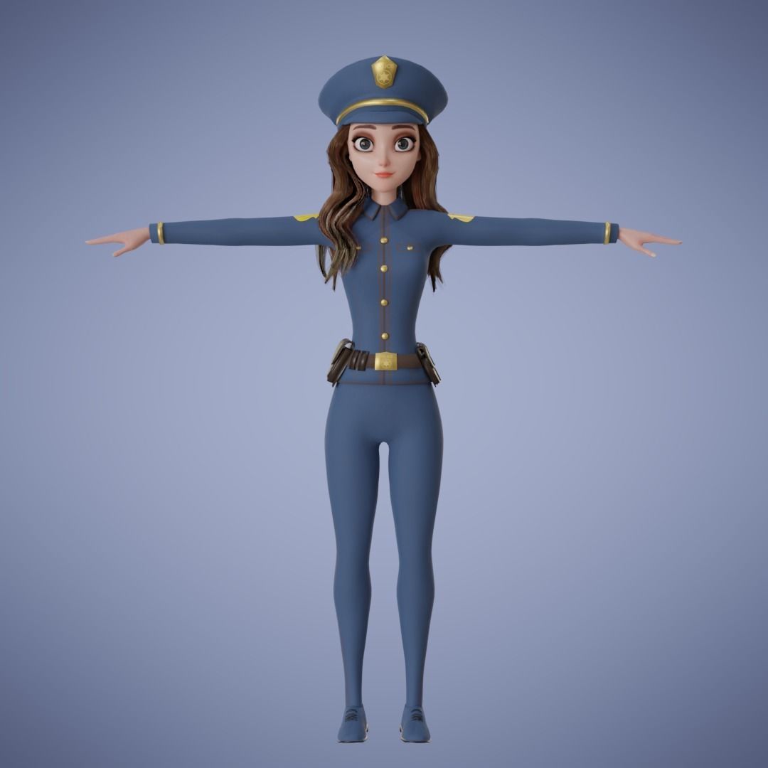 Human Police Collection 3D Cartoon Rigging 3D model_25