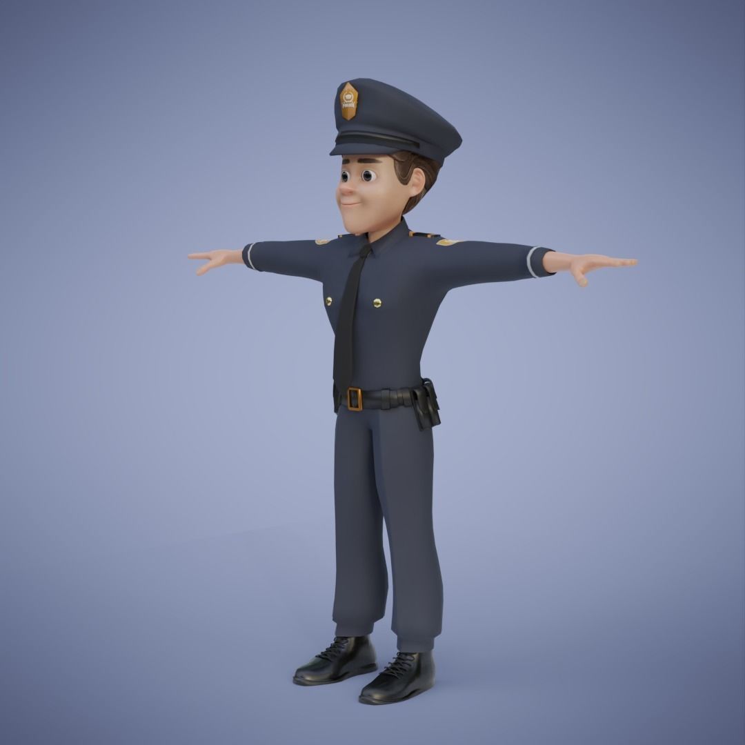 Human Police Collection 3D Cartoon Rigging 3D model_11