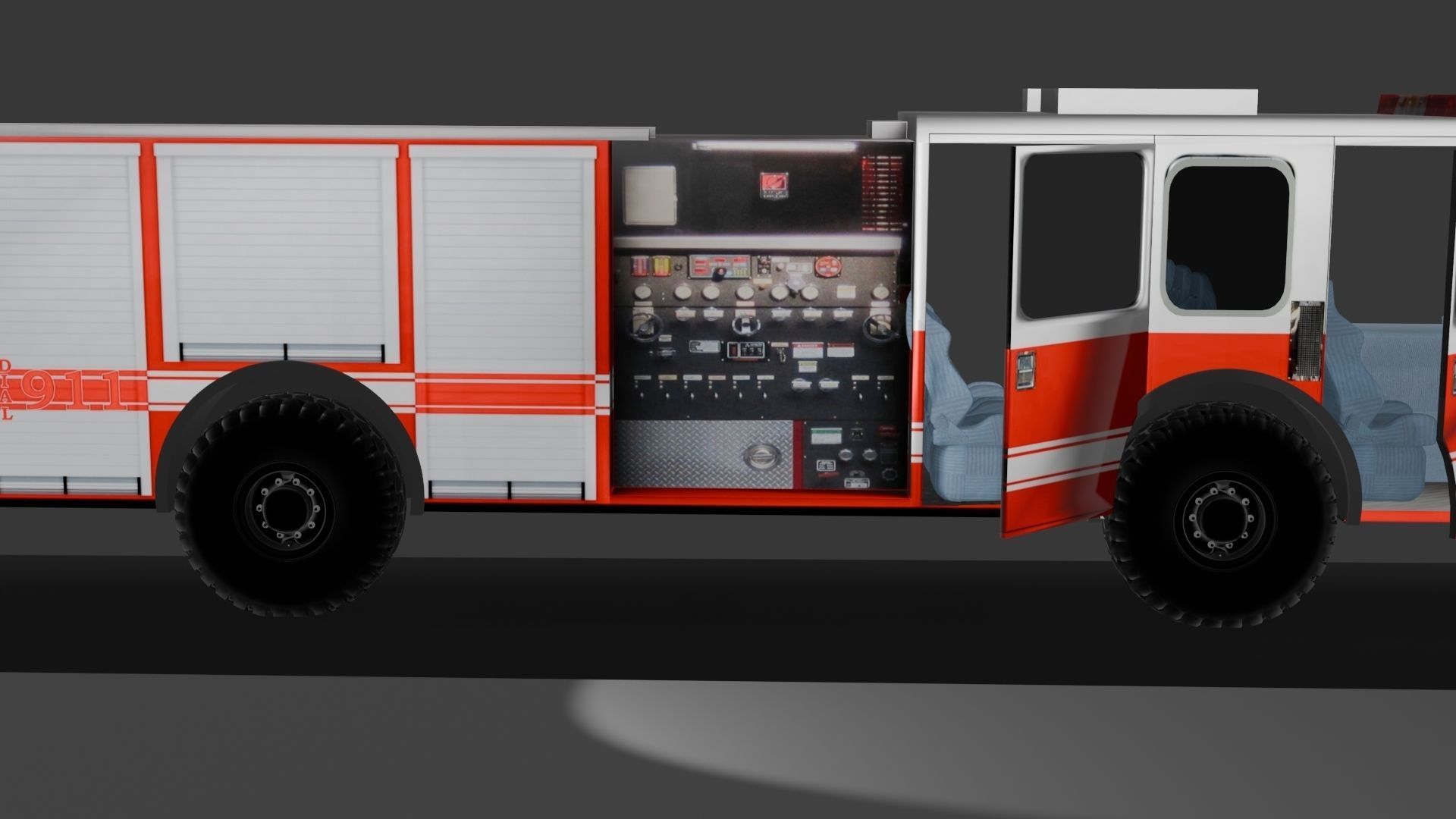 fire truck Low-poly 3D model_1
