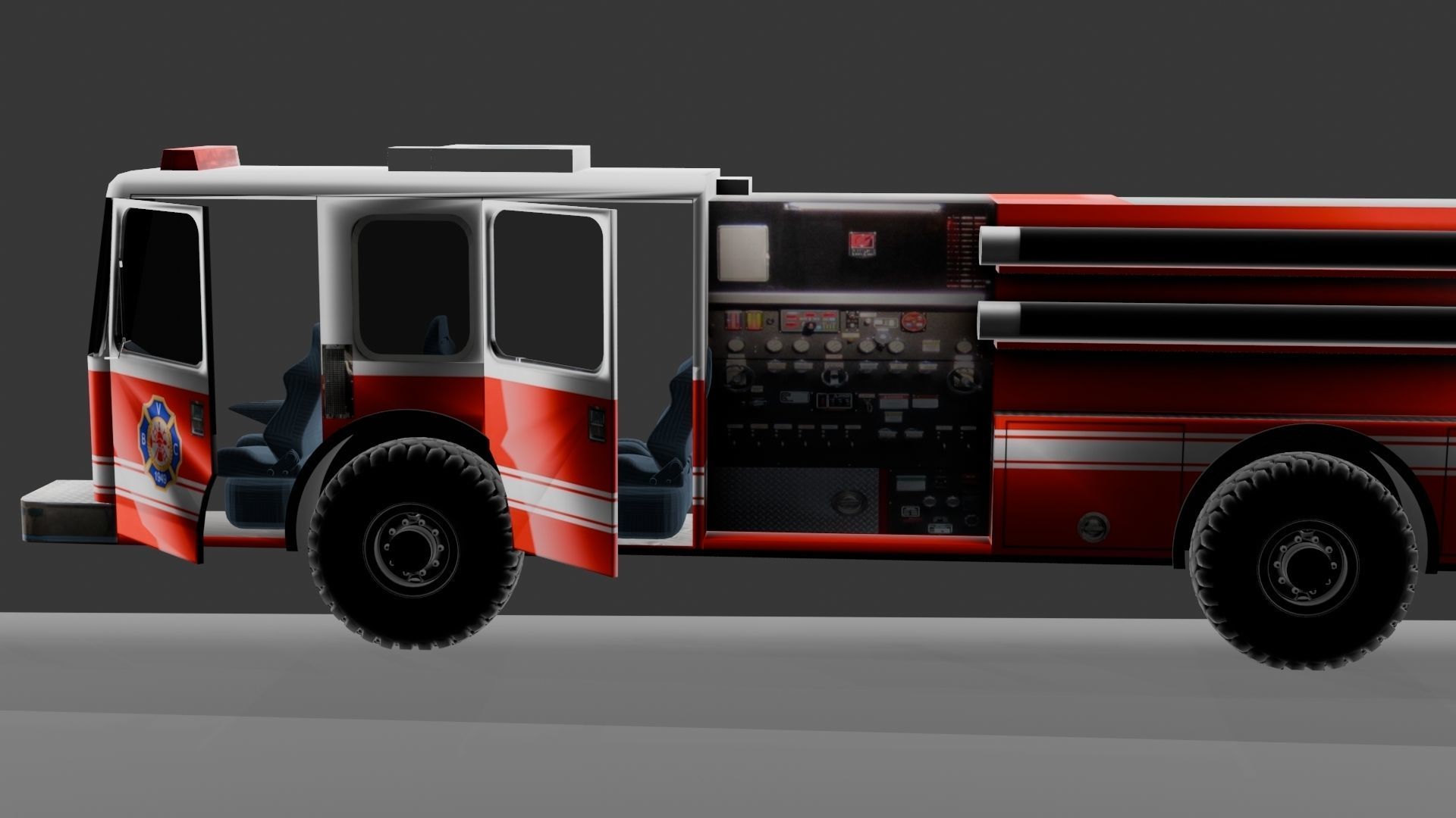 fire truck Low-poly 3D model_4