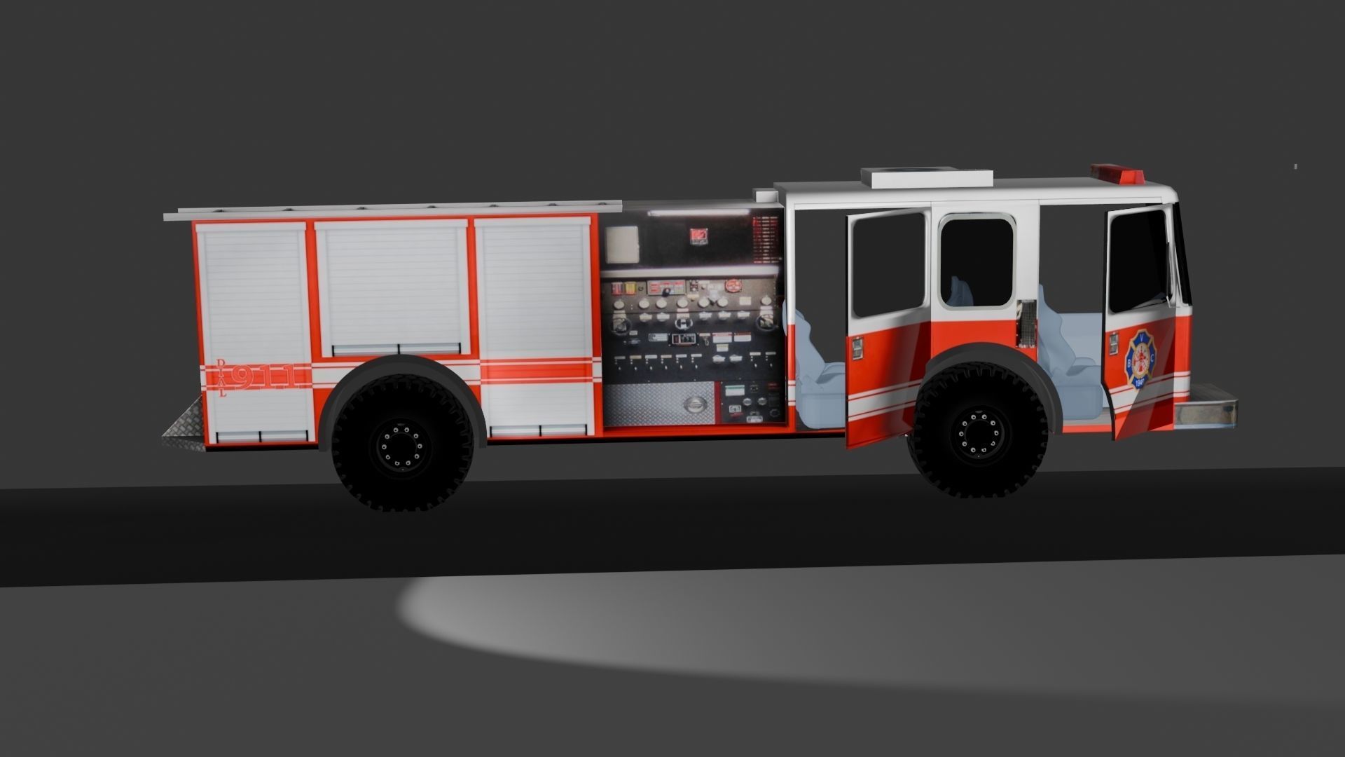 fire truck Low-poly 3D model_7