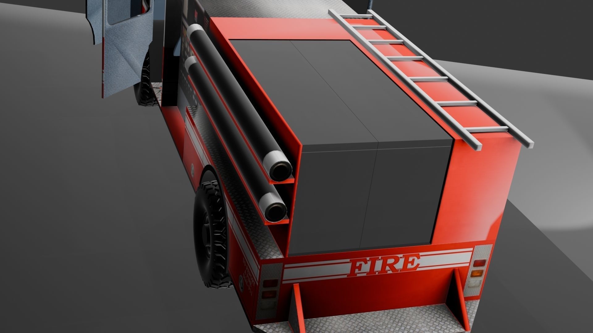 fire truck Low-poly 3D model_5