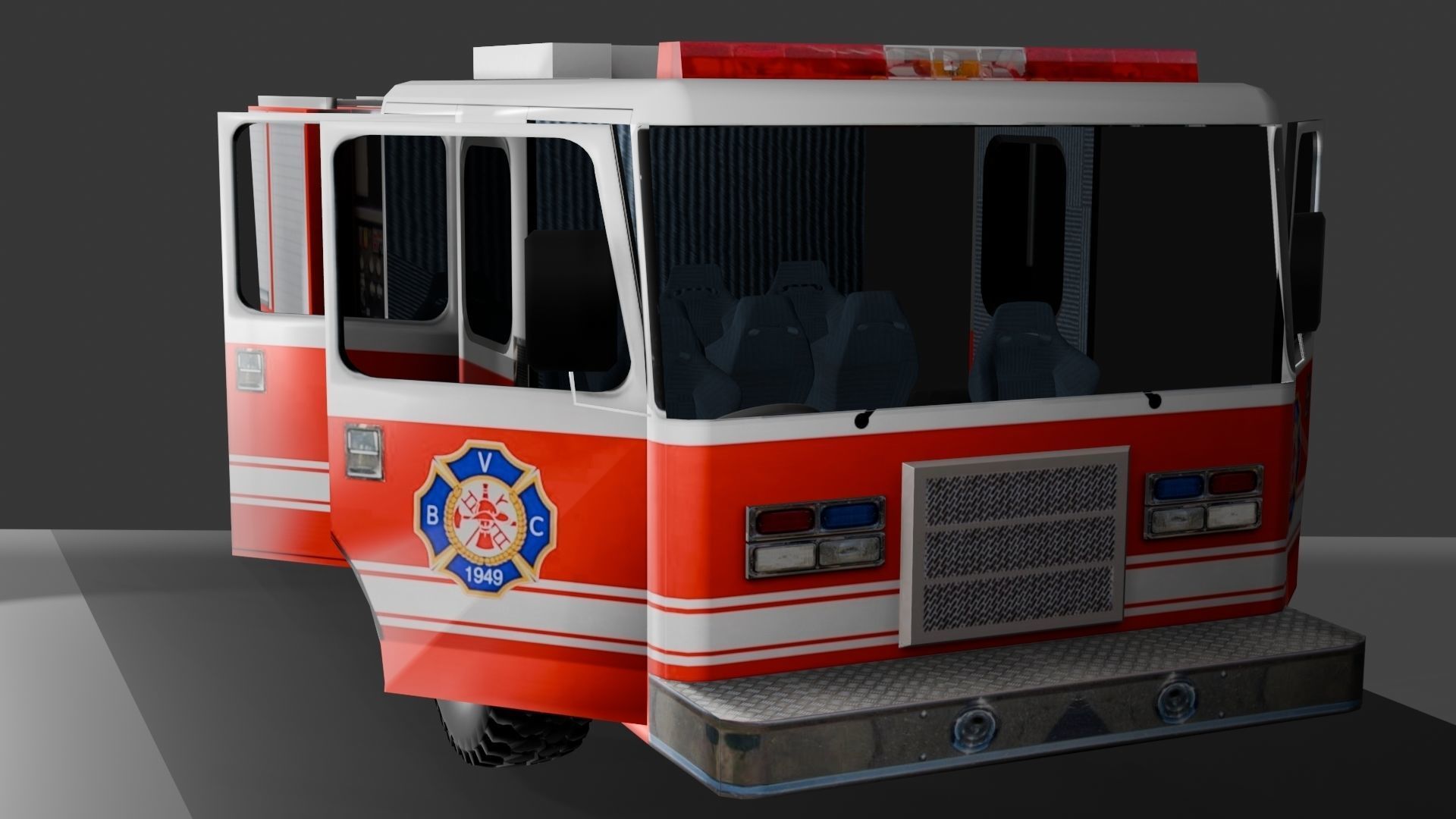 fire truck Low-poly 3D model_2