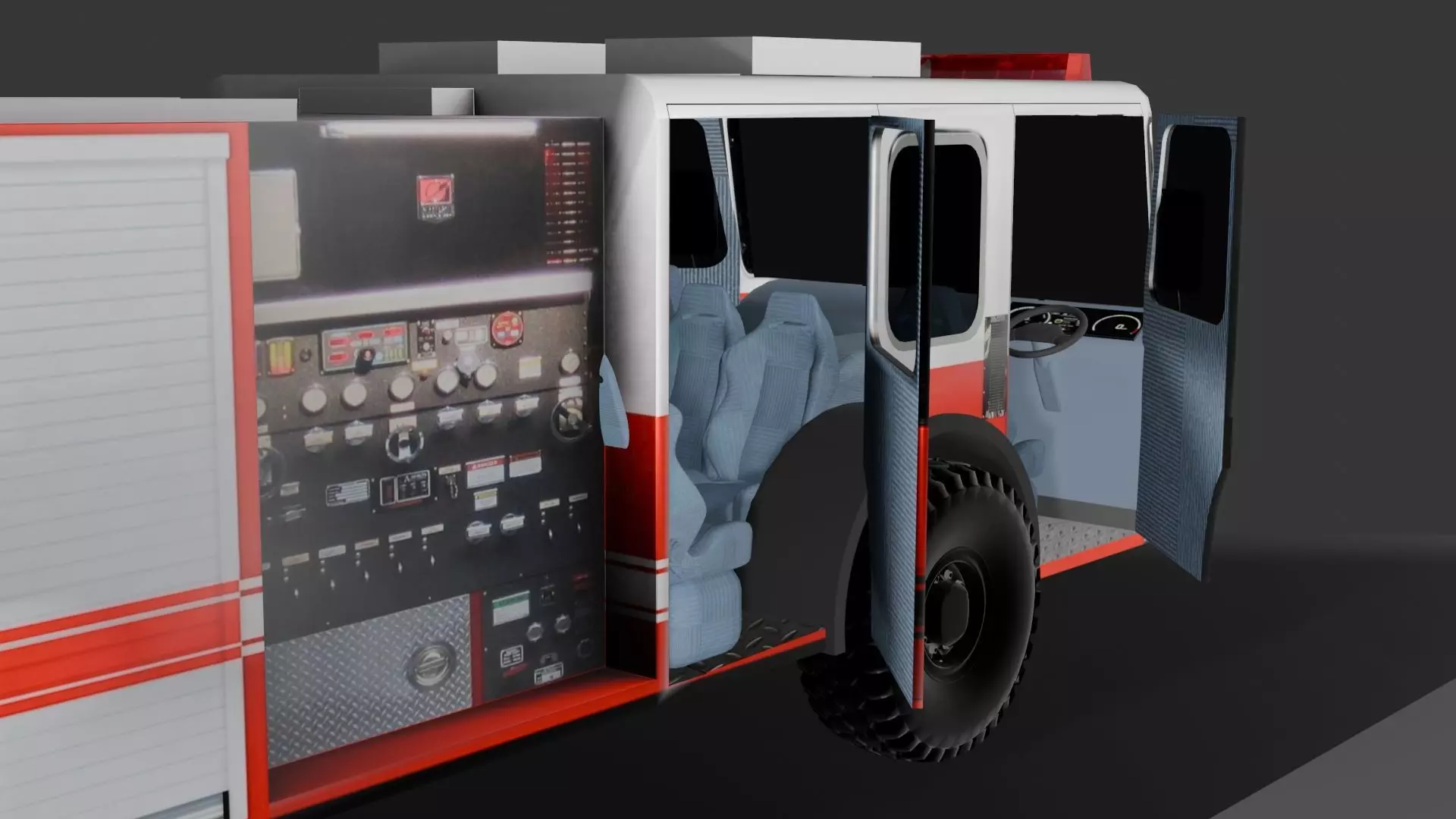 fire truck Low-poly 3D model_0