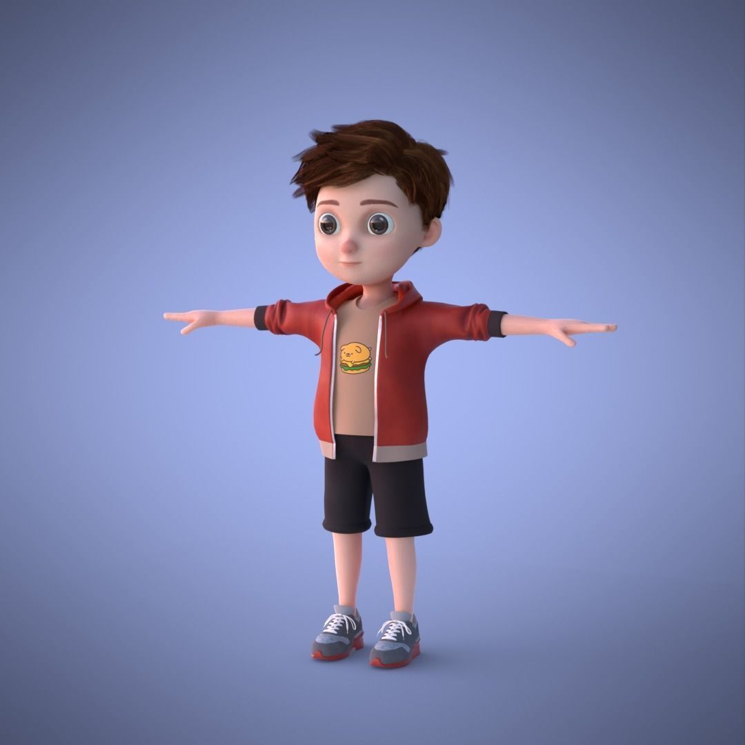 Young Boy Collection 3D Cartoon Rigging 3D model_11