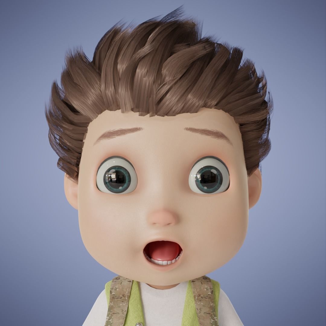 Young Boy Collection 3D Cartoon Rigging 3D model_23