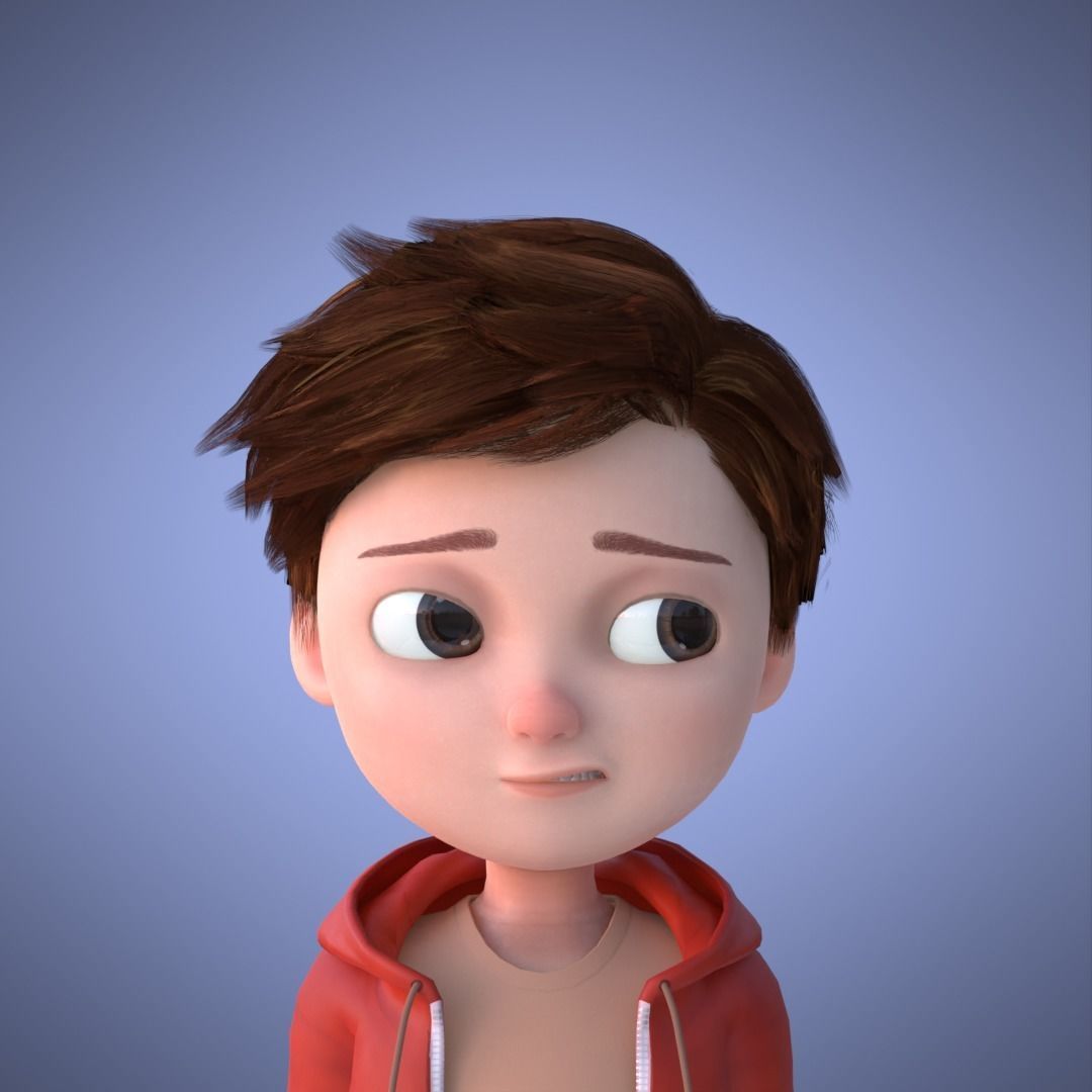 Young Boy Collection 3D Cartoon Rigging 3D model_7