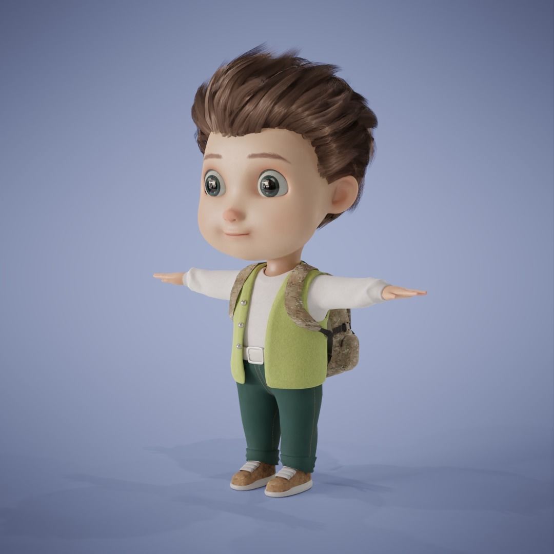 Young Boy Collection 3D Cartoon Rigging 3D model_26