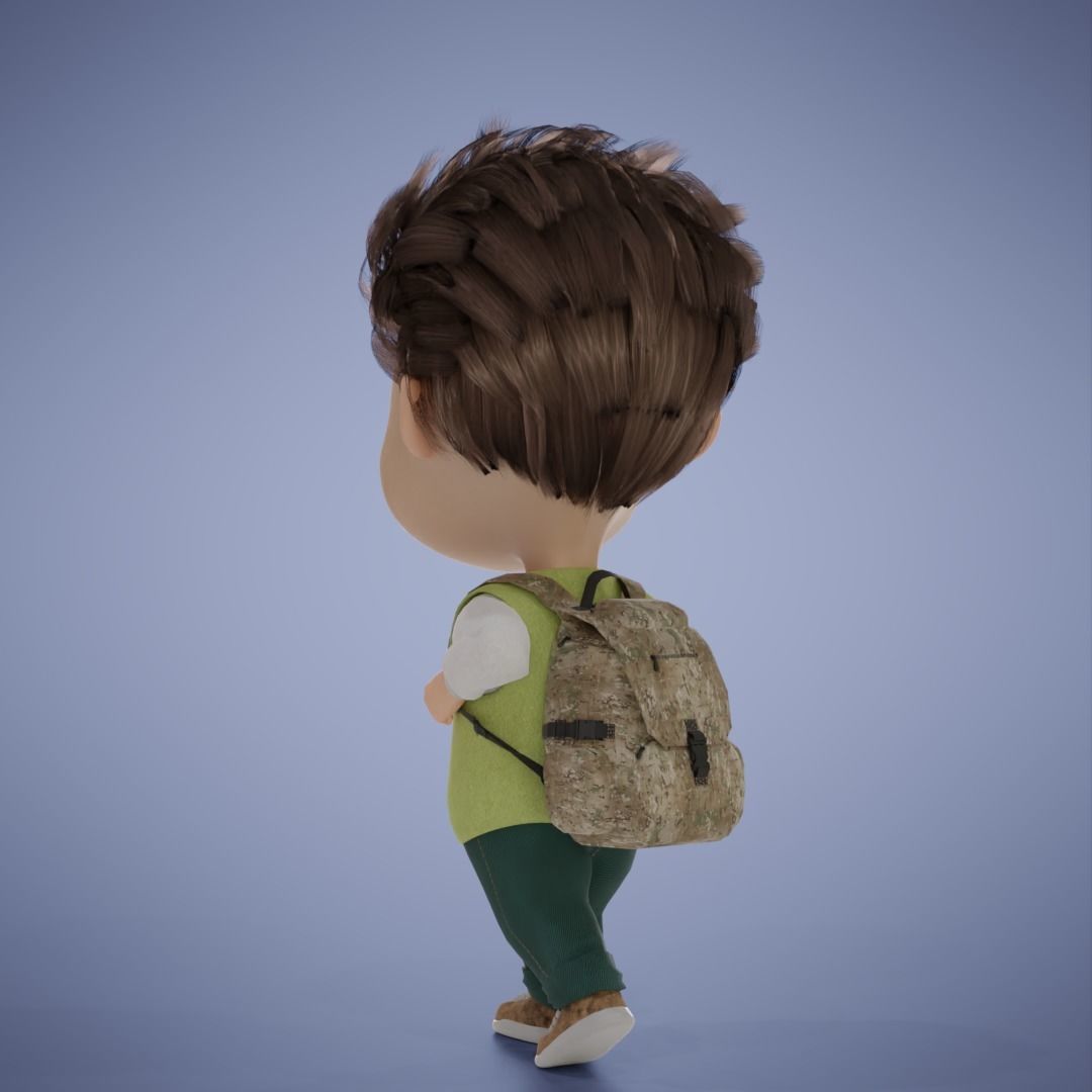Young Boy Collection 3D Cartoon Rigging 3D model_28
