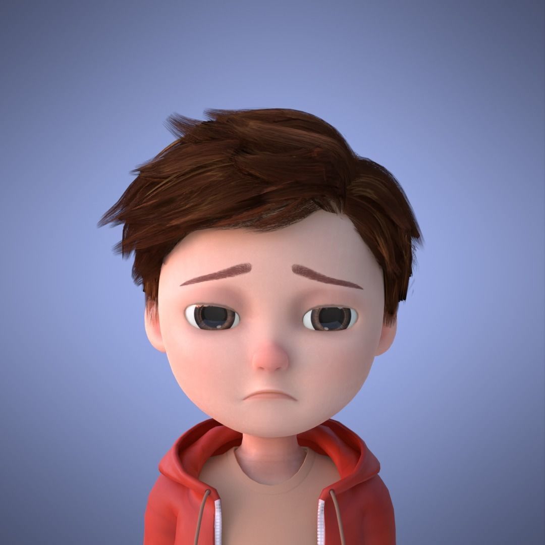 Young Boy Collection 3D Cartoon Rigging 3D model_4