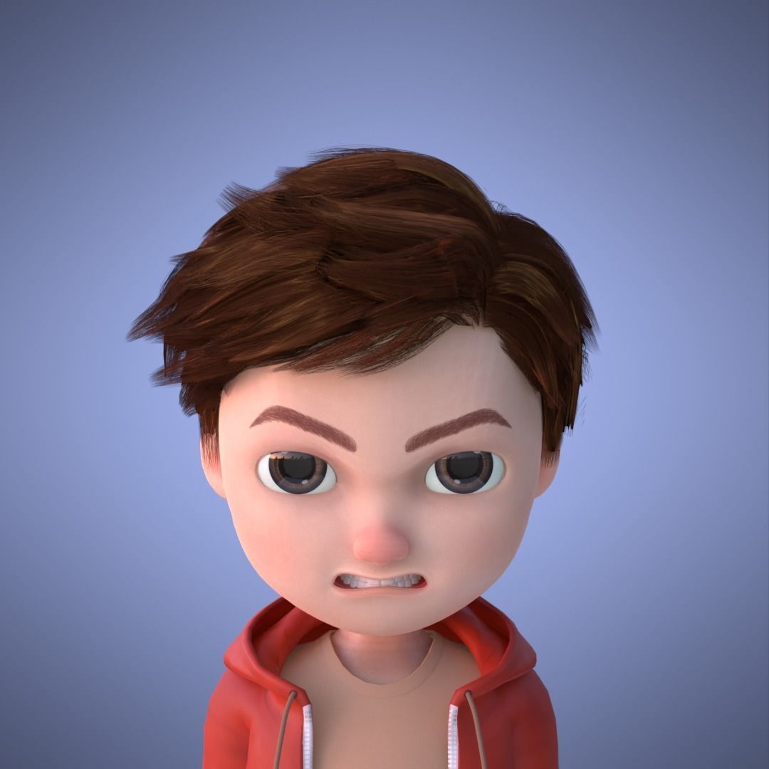 Young Boy Collection 3D Cartoon Rigging 3D model_8