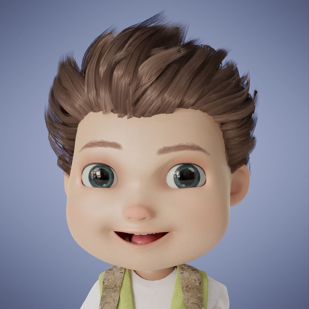 Young Boy Collection 3D Cartoon Rigging 3D model_20