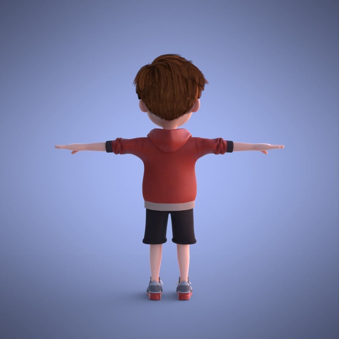 Young Boy Collection 3D Cartoon Rigging 3D model_14