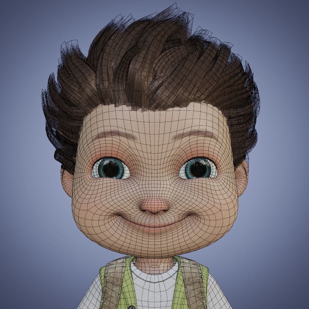 Young Boy Collection 3D Cartoon Rigging 3D model_32