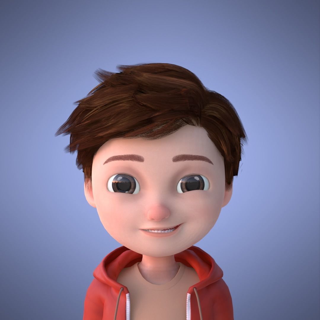 Young Boy Collection 3D Cartoon Rigging 3D model_6