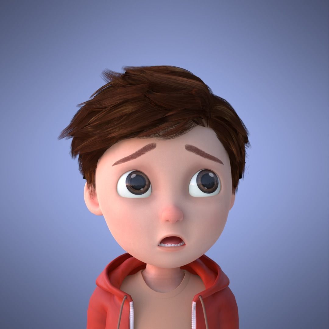 Young Boy Collection 3D Cartoon Rigging 3D model_9