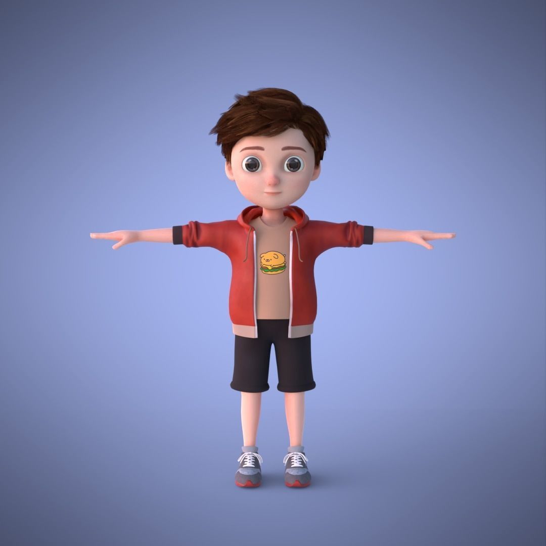 Young Boy Collection 3D Cartoon Rigging 3D model_10