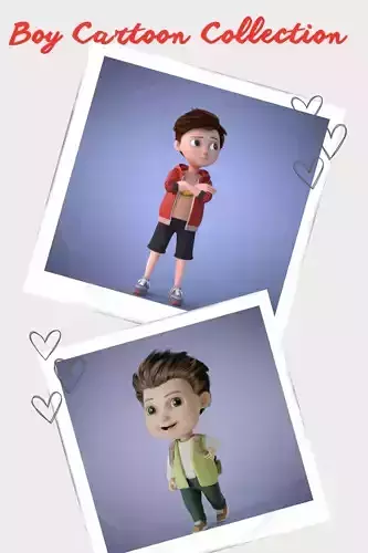 Young Boy Collection 3D Cartoon Rigging 3D model