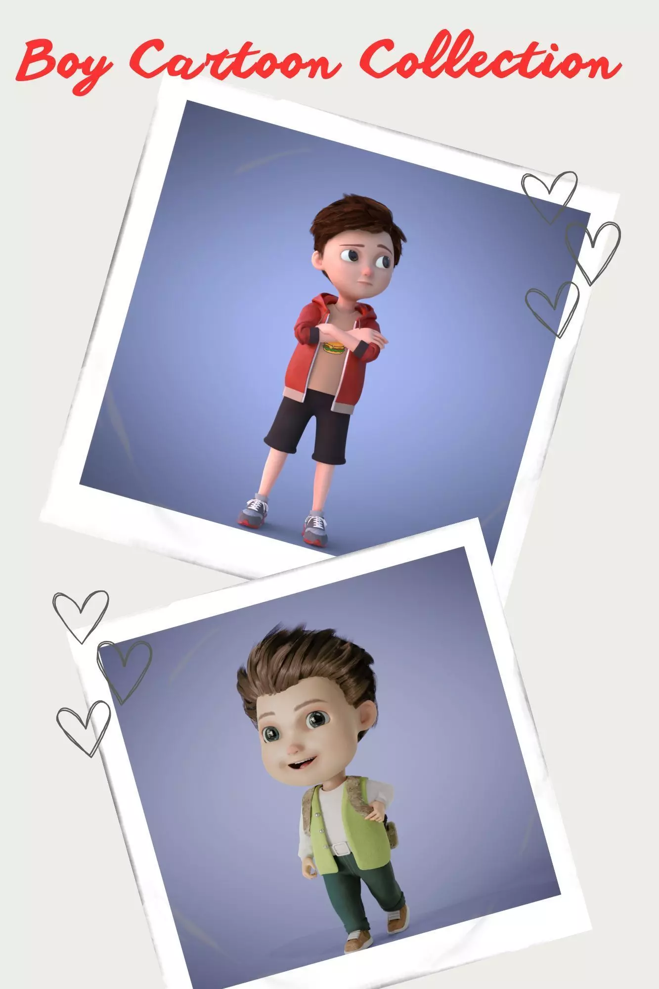 Young Boy Collection 3D Cartoon Rigging 3D model_0