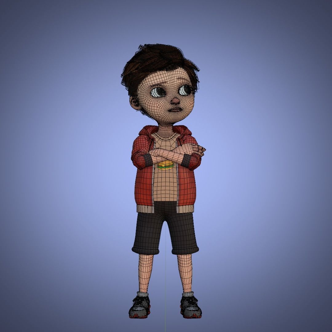 Young Boy Collection 3D Cartoon Rigging 3D model_15