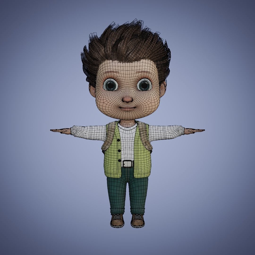 Young Boy Collection 3D Cartoon Rigging 3D model_31