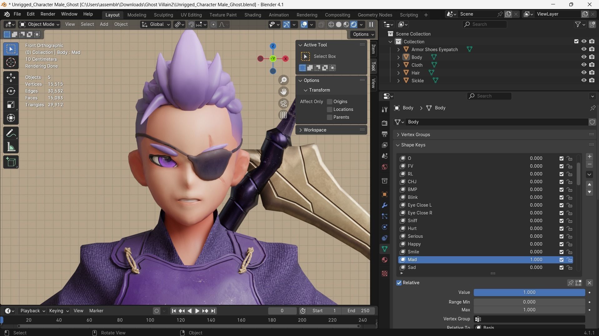 Low poly - Stylized Game Character Male - Ghost Low-poly 3D model_6
