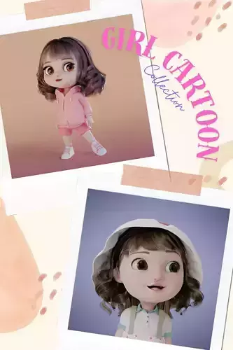 Young Girl Collection 3D Cartoon Rigging