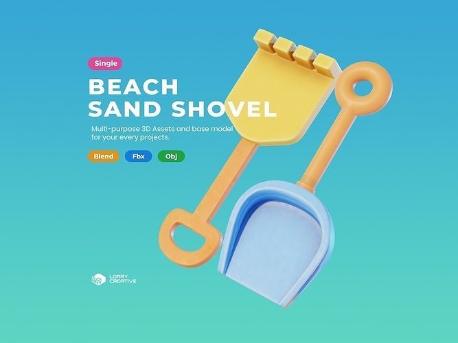 Cartoon Beach Sand Shovel 3D model