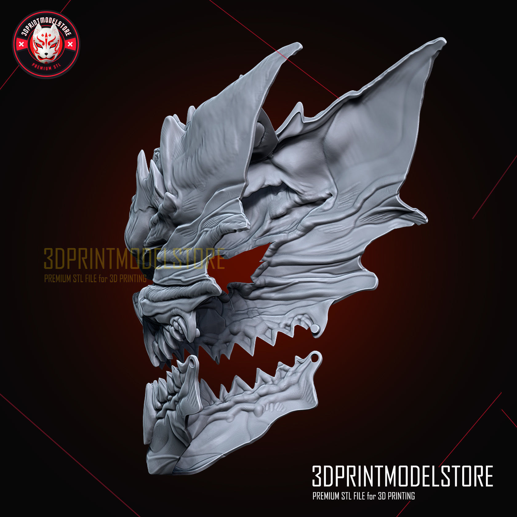 Kaiju No 8 Mask Movable Jaw - Monster 8 Hibino Kafka Cosplay 3D print model_7