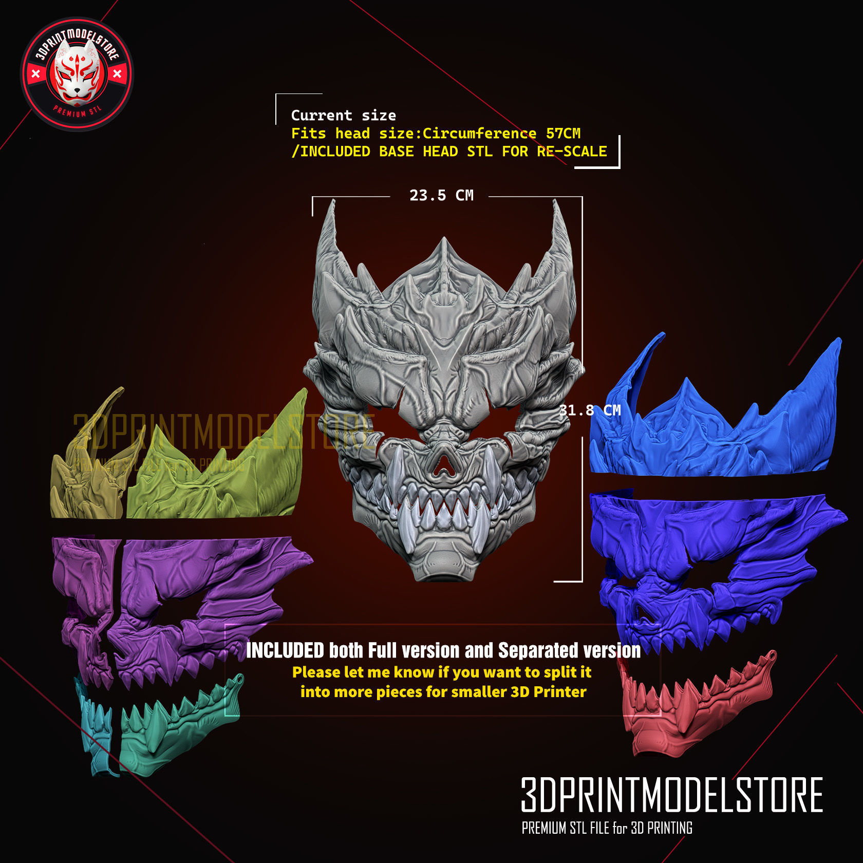 Kaiju No 8 Mask Movable Jaw - Monster 8 Hibino Kafka Cosplay 3D print model_8
