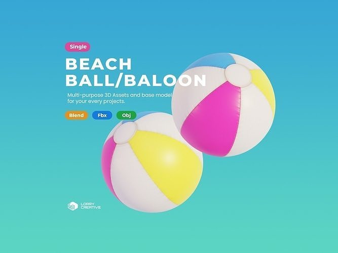 Cartoon Beach Ball Baloon 3D model