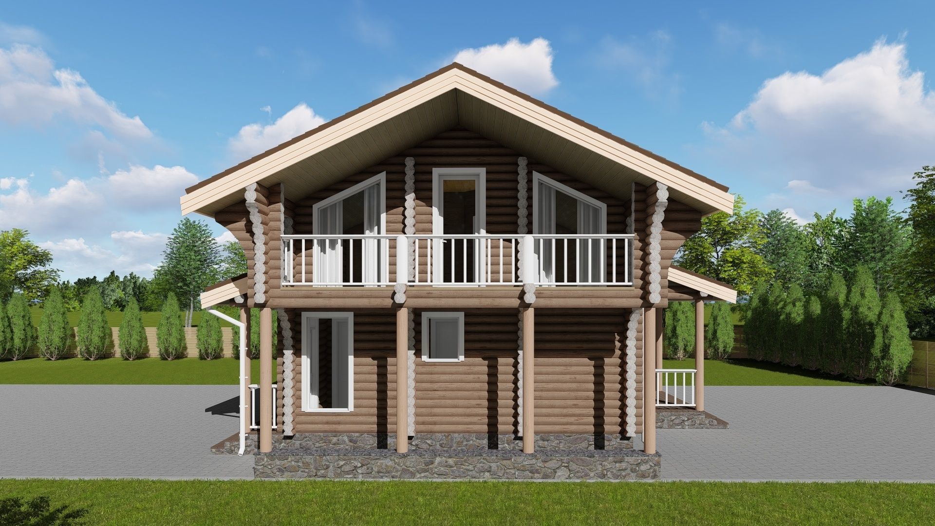 3D model of a wooden house 3D model_3