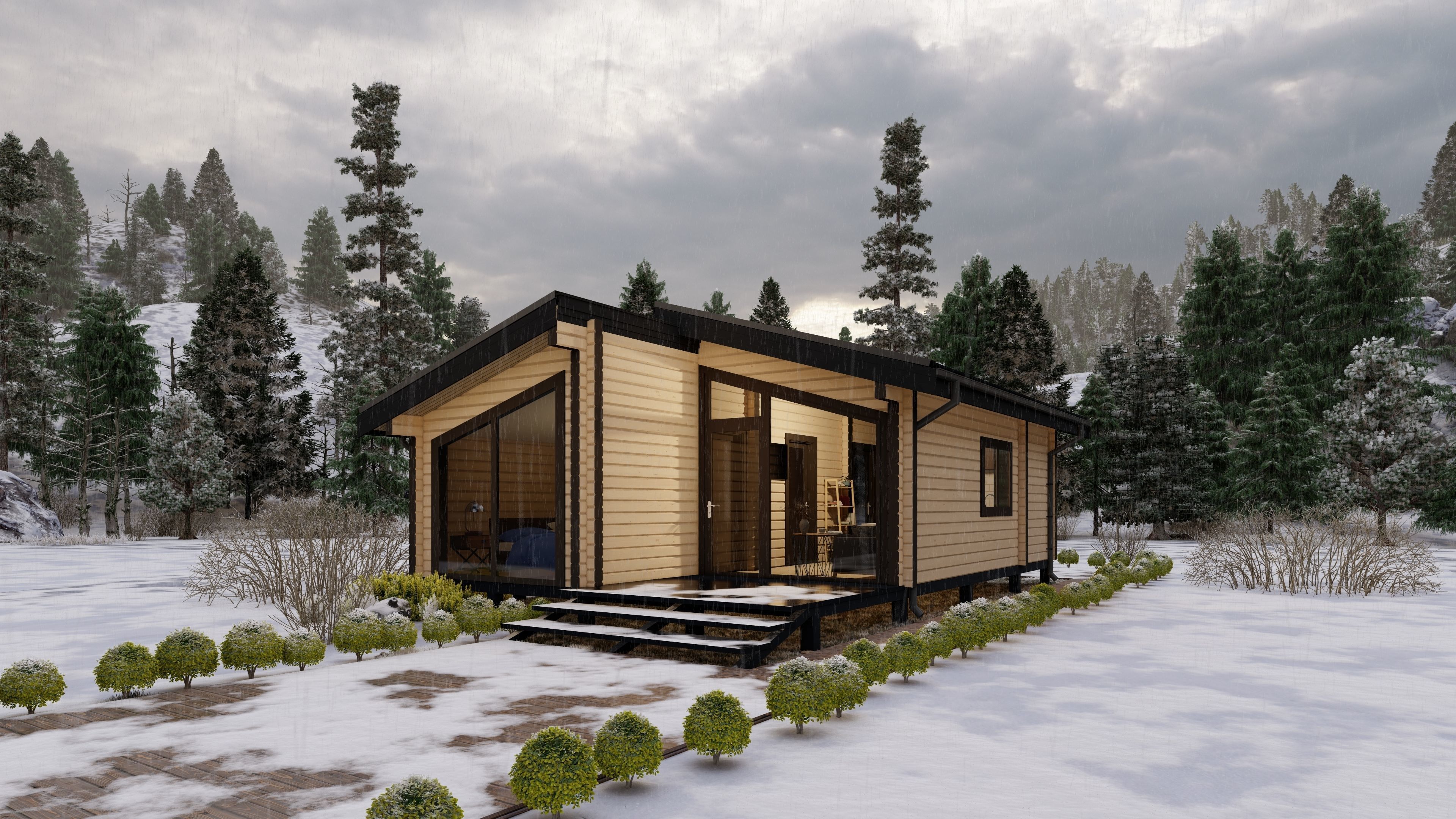 3D model of a wooden house 3D model_3