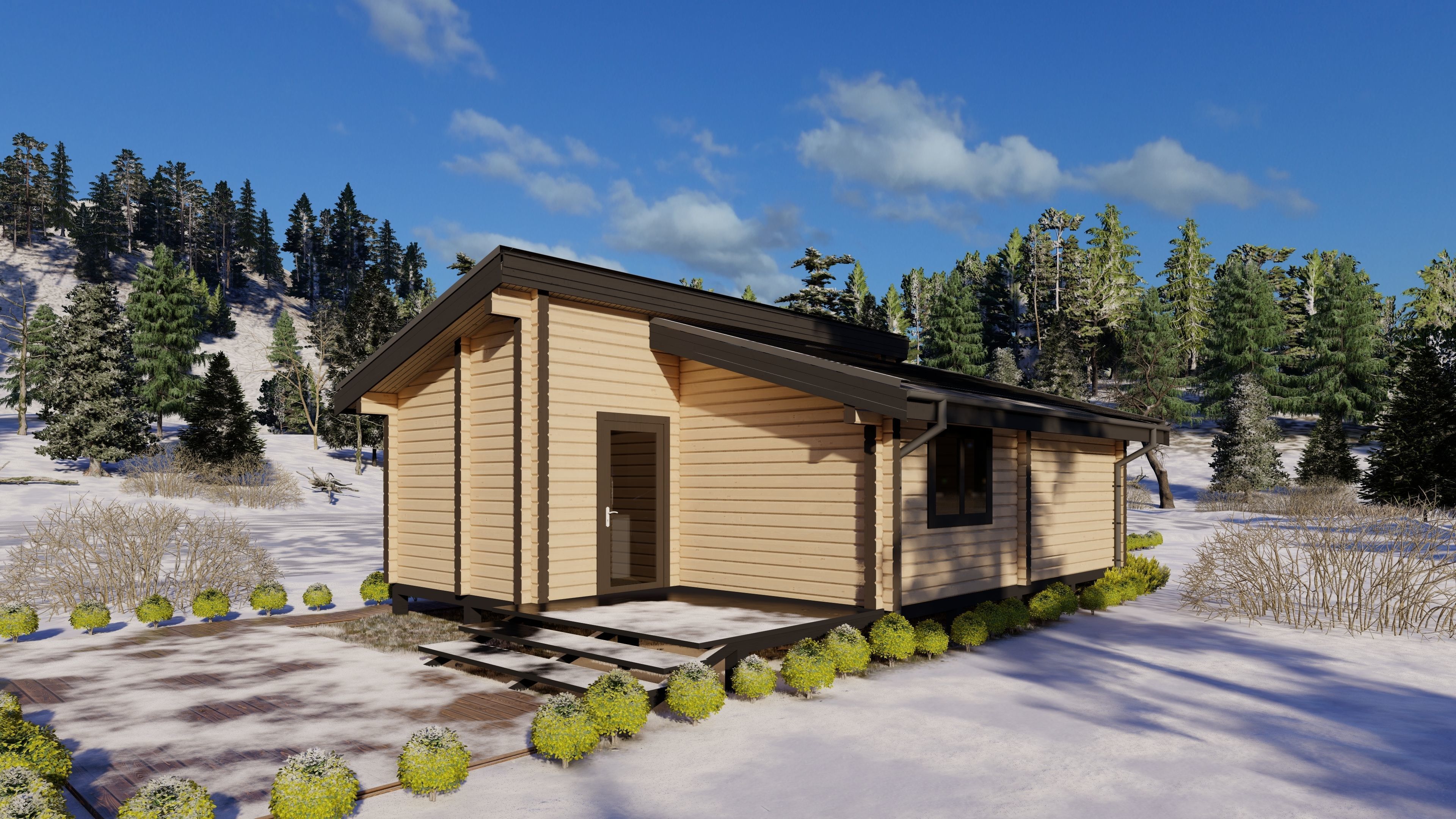 3D model of a wooden house 3D model_2