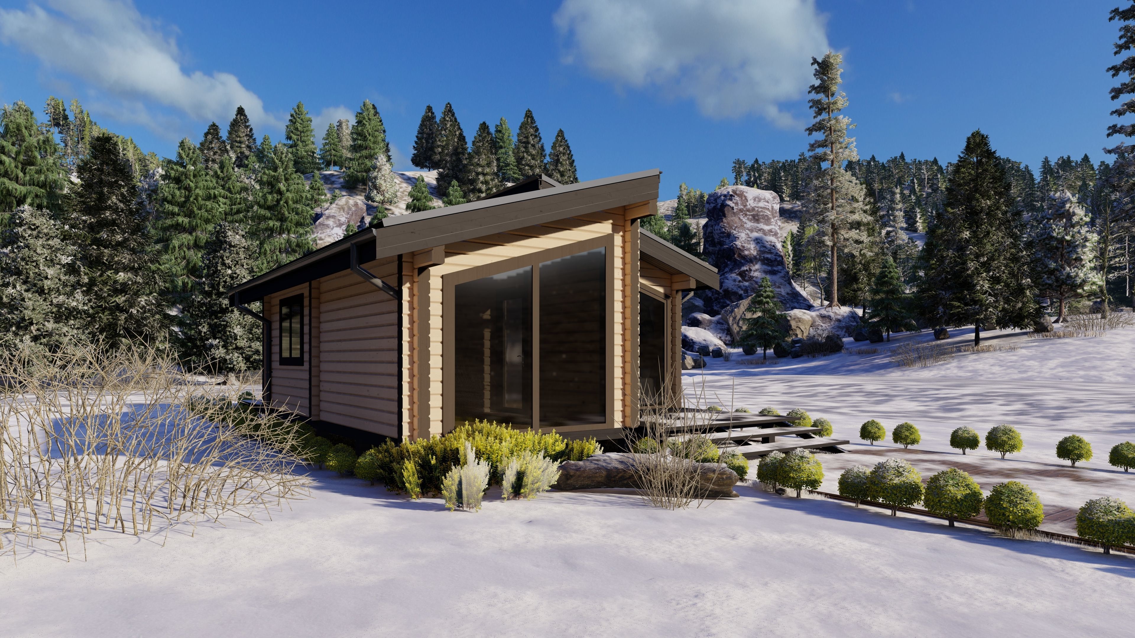 3D model of a wooden house 3D model_1