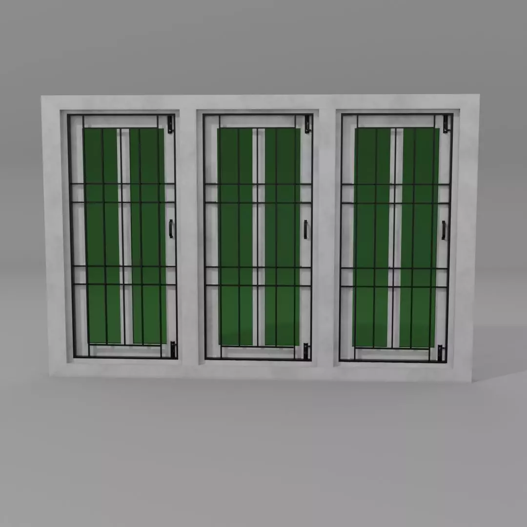 three pan old style window Free low-poly 3D model