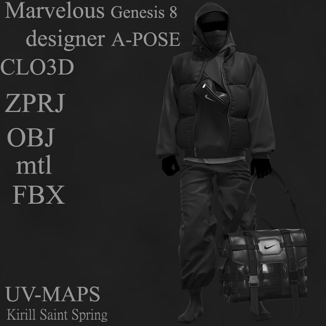Street Outfit Marvelous designer Clo3d OBJ mtl FBX ZPRJ  3D model_1