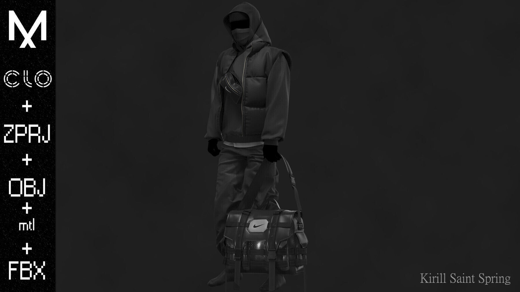 Street Outfit Marvelous designer Clo3d OBJ mtl FBX ZPRJ  3D model_4