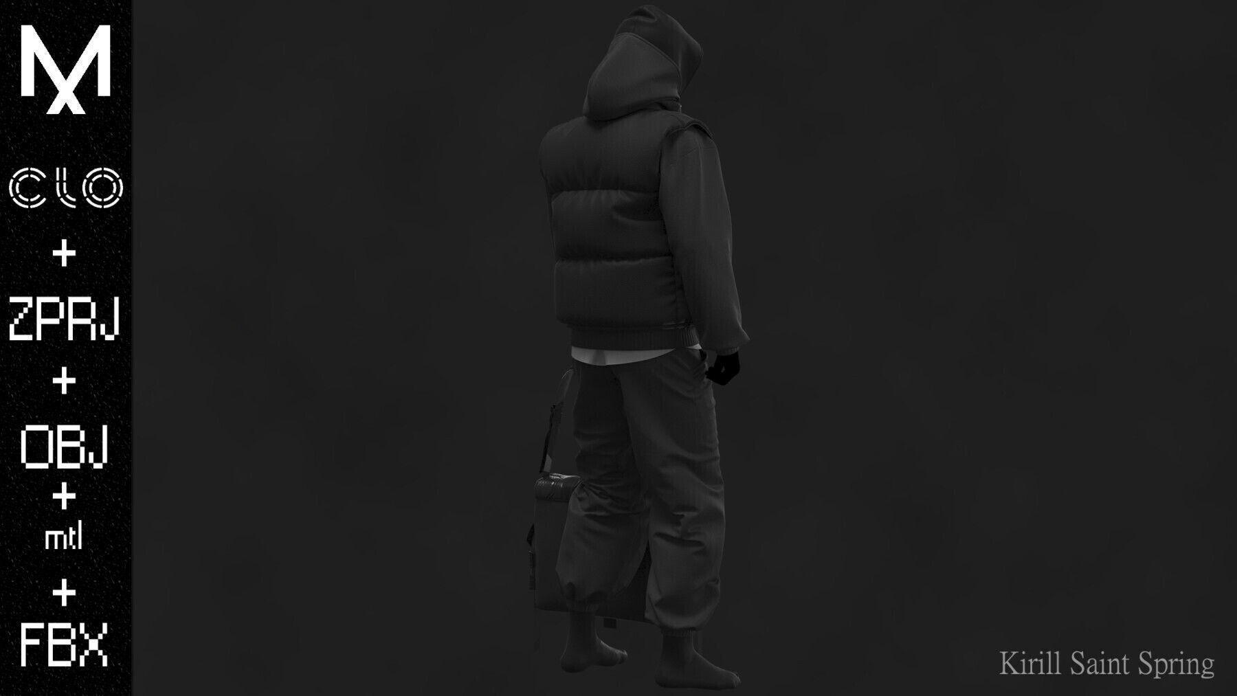 Street Outfit Marvelous designer Clo3d OBJ mtl FBX ZPRJ  3D model_7